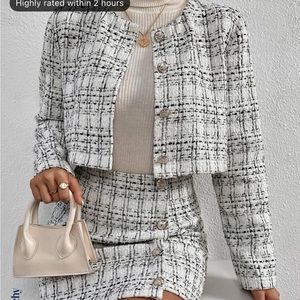 Plaid jacket and skirt set 🤍🖤